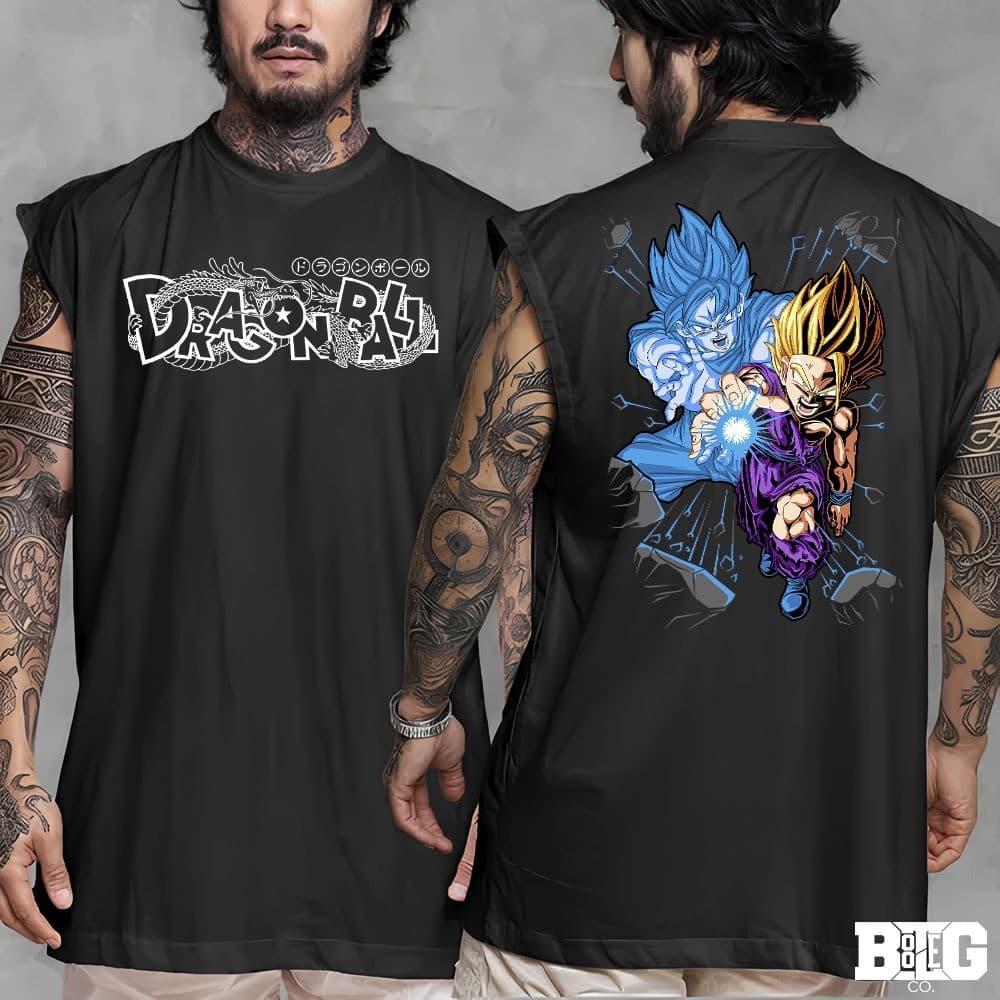 Camiseta regata machao oversized masculino goku e gohan dbz dragon ball Longline algodao unissex