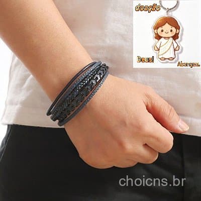 Pulseira masculina de alta qualidade, feita à mão, com fecho magnético de aço titânio, presente popular para feriados