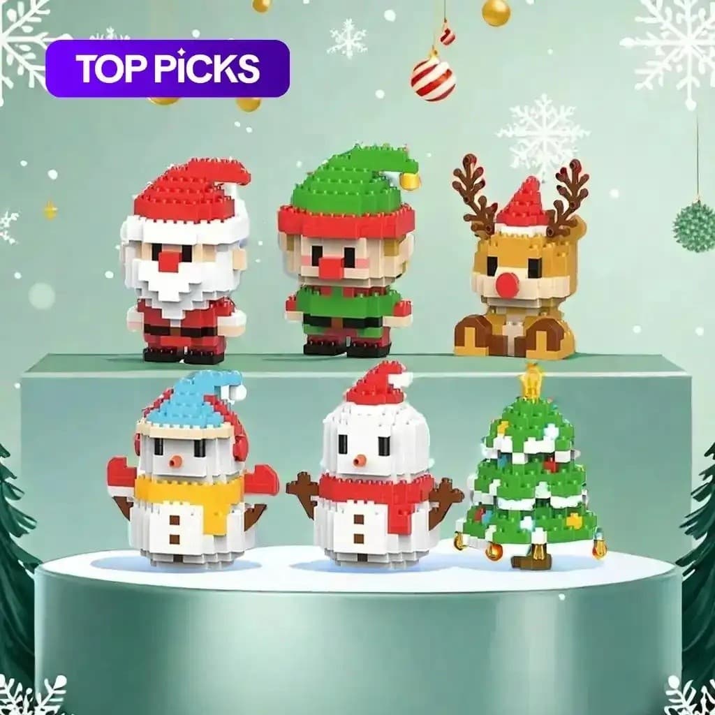 Blocos de Construção de Micropartículas, Design de Papai Noel e Boneco de Neve, Brinquedo Criativo DIY e Decoração de Me