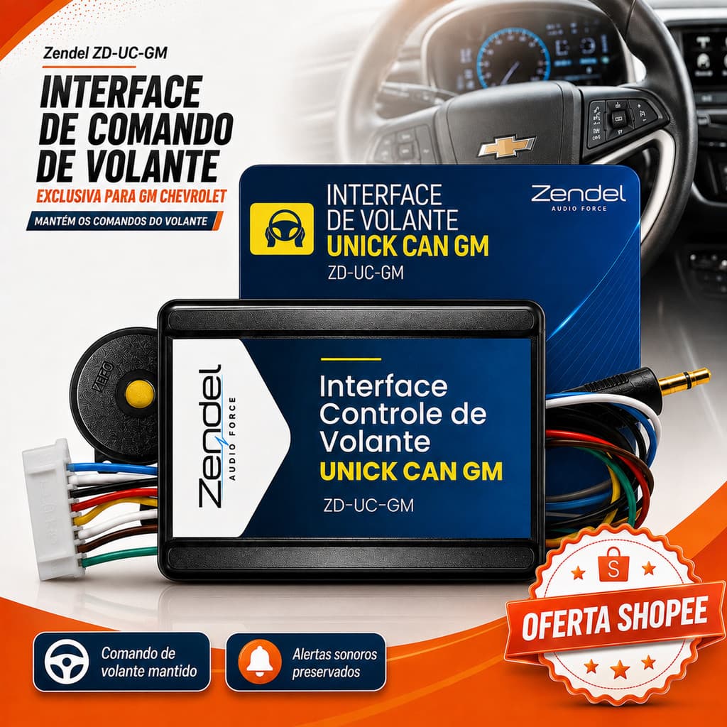 Interface Comando Volante Zendel ZD-UC-GM Chevrolet CANBUS para Rádio Multimídia P2 WR Buzzer
