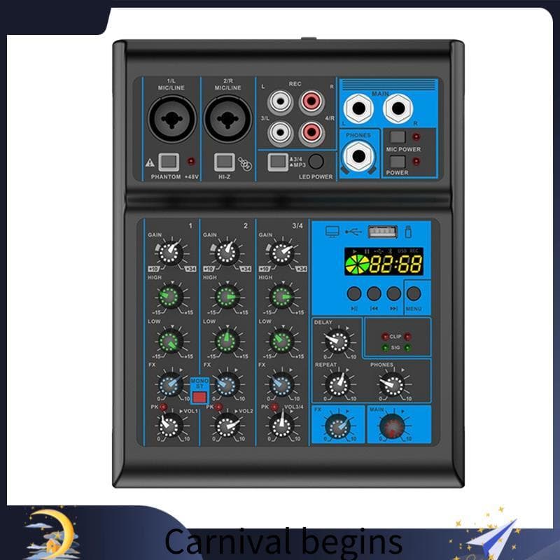 [eileenj3] Áudio Profissional Mixer De Som De 4 Canais Console De Mixagem De Placa Para Equipamento De DJ De Transmissão