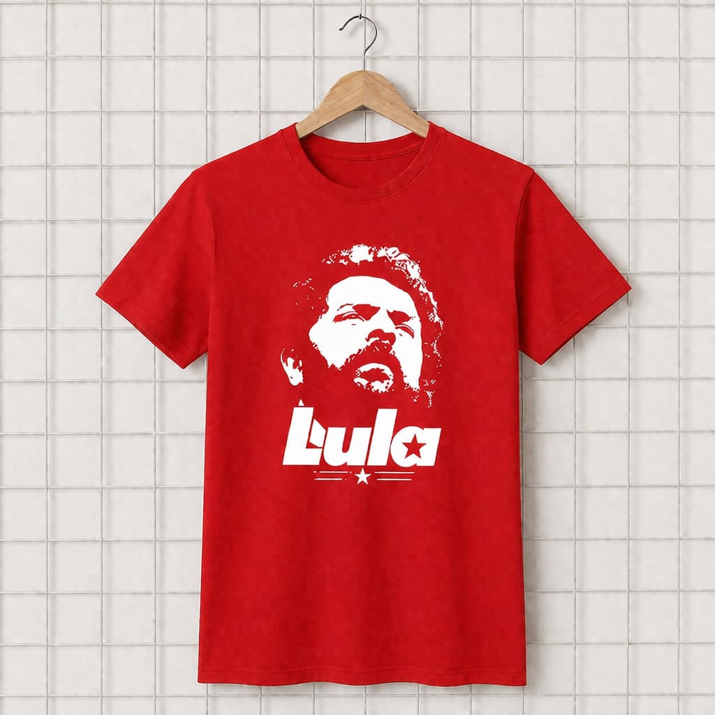 Camiseta Pt Camisa Lula Unissex Feminino Masculino Esquerda Partido dos Trabalhadores Lulinha Preto Branco e Vermelho