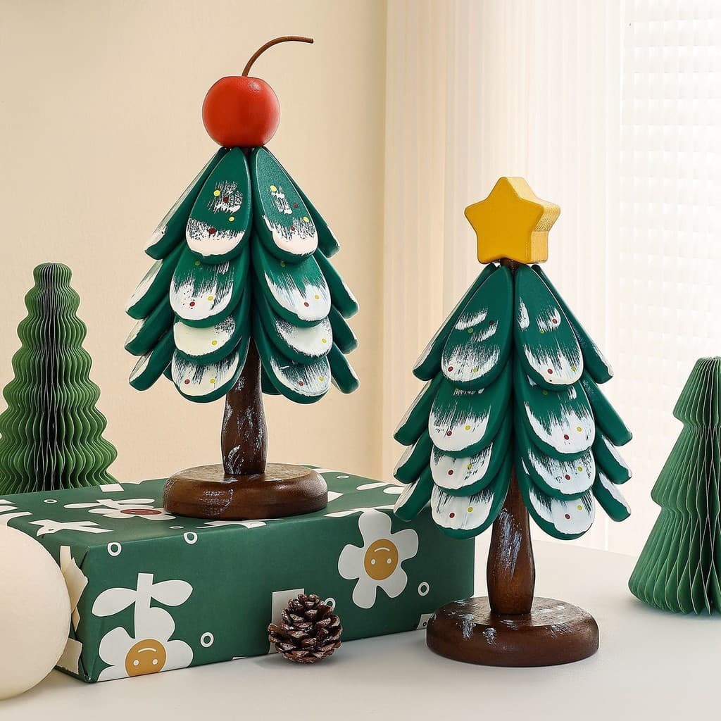 Decoração de mesa de jantar criativa almofada de isolamento de árvore de natal uma árvore de madeira maciça Anti-escalda