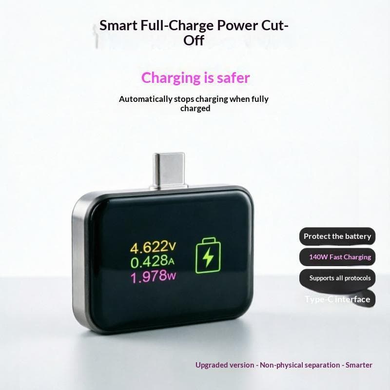 Carregador Rápido Com Display Digital Tipo C De 140 W Desligamento Automático Para Dispositivo Inteligente De Telefone