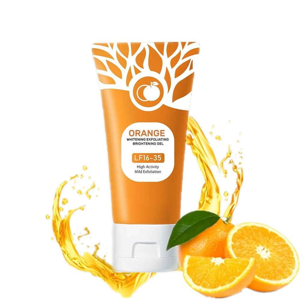 Gel Esfoliante Laranja para Rosto e Corpo - Esfoliante Hidratante de Limpeza Profunda com Enzimas, Fórmula Orgânica para