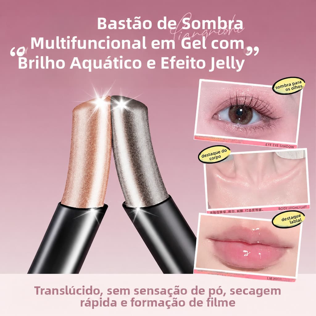 Bastão de Sombra Jelly, Brilhante, Translúcido, Colorido, Perolado, com Brilho Fino, à Prova d'Água, Ideal para Iniciant