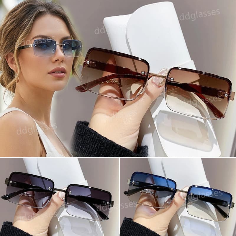 Moda Metal Pequeno Quadro Quadrado Óculos De Sol Para Mulheres Homens Lentes Gradientes Verão Praia Ao Ar Livre Tons Res