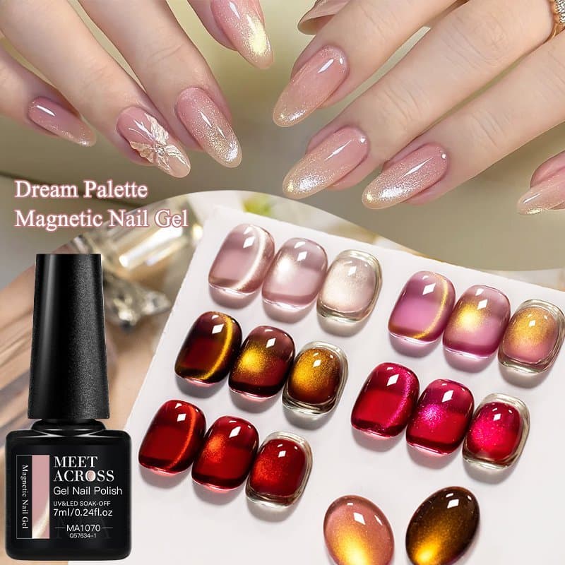 Conheça Através 7ml Nu Gel Magnético Esmalte Glitter Vermelho Rosa Marrom Olho De Gato Soak Off UV LED Verniz Para Arte