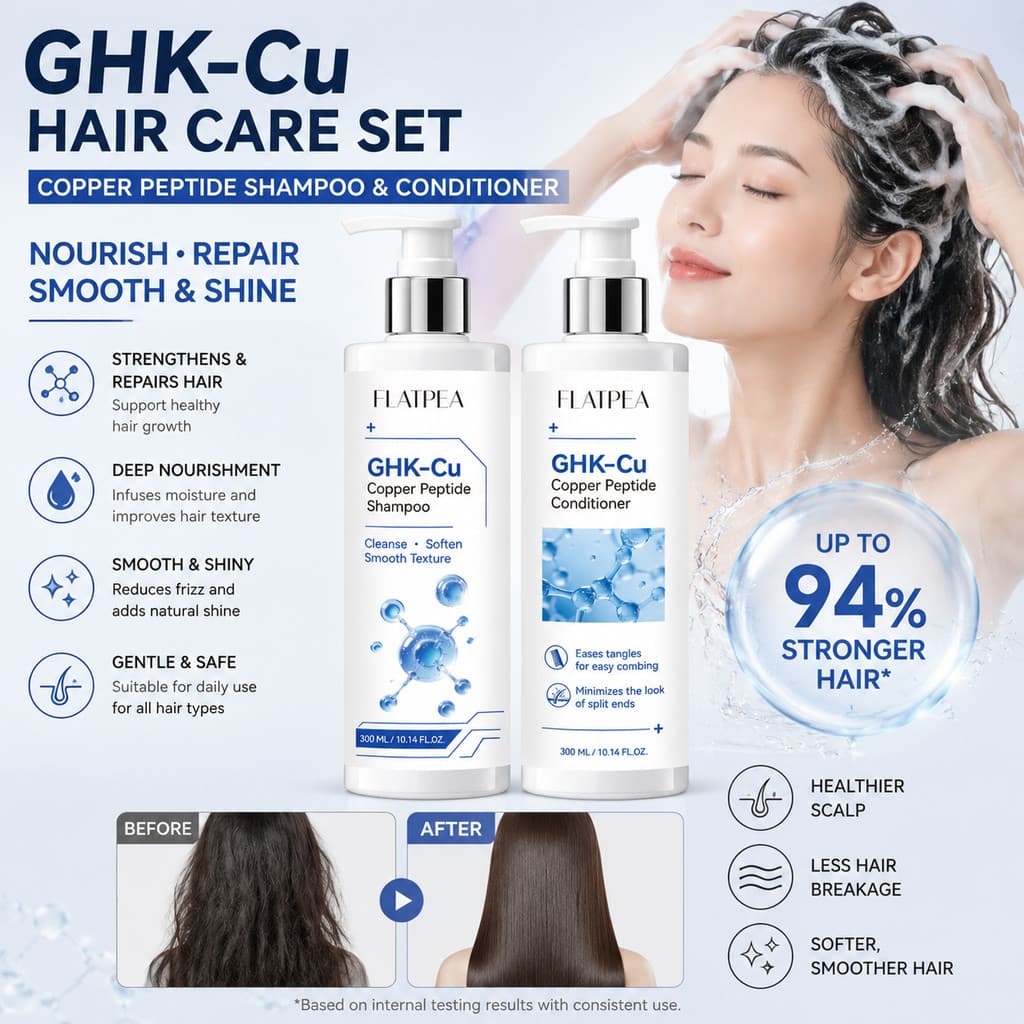 Kit De Cabelo Peptídeo De Cobre 300ml + 300ml-Shampoo E Condicionador GHK Cu Para Cabelos Mais Fortes Nutridos