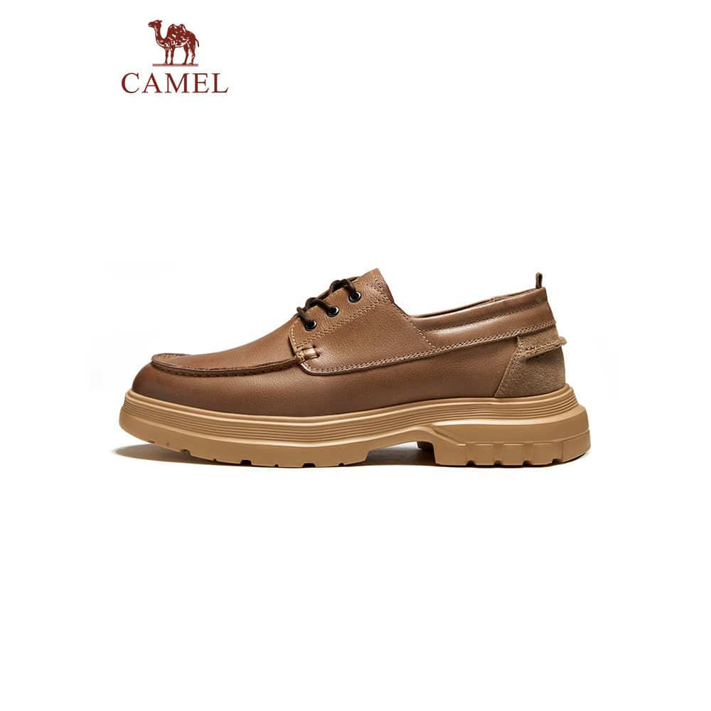 Camel sapatos masculinos 2026 outono clássico britânico Retro aumentado dedo do pé grande macacão de cano baixo sapatos