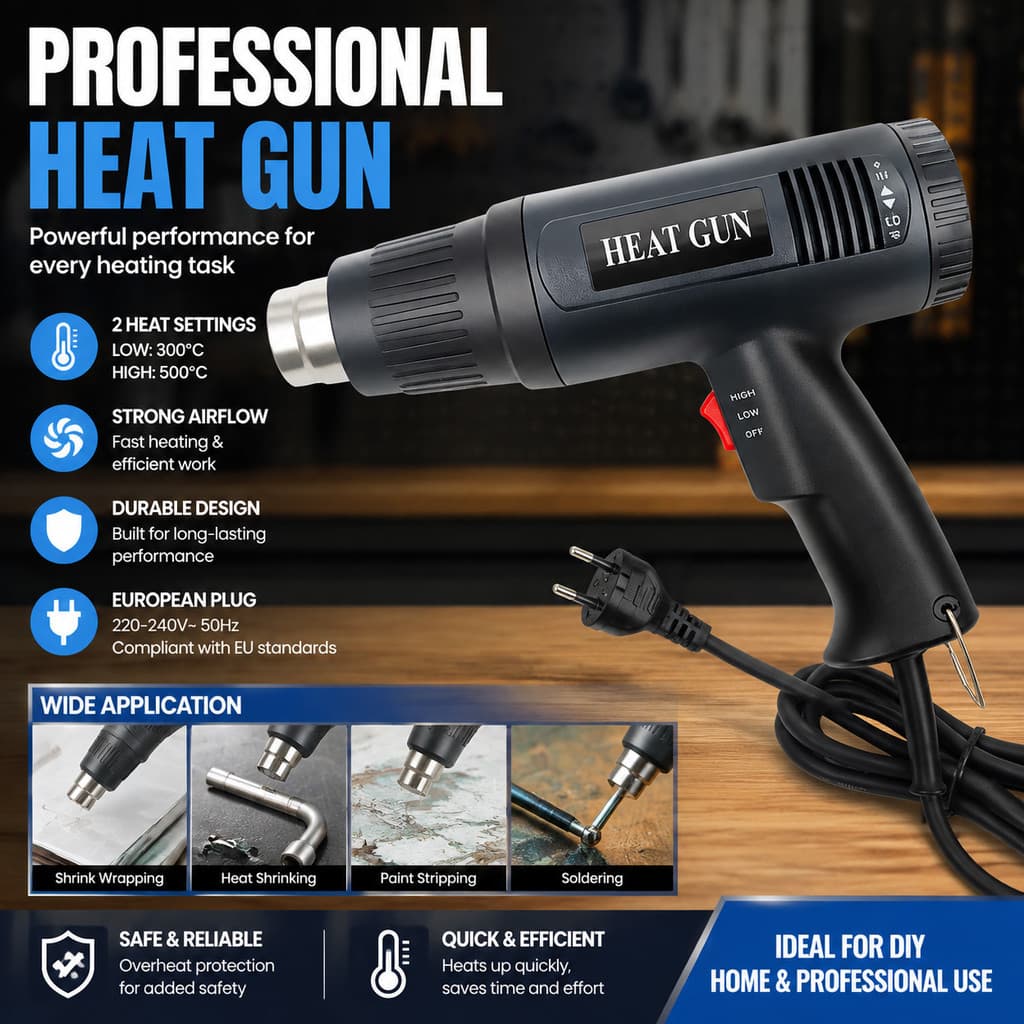 Pistola De Ar Quente Avançada Temperaturas Ajustável Calor Elétrica 220V 2000W Variável