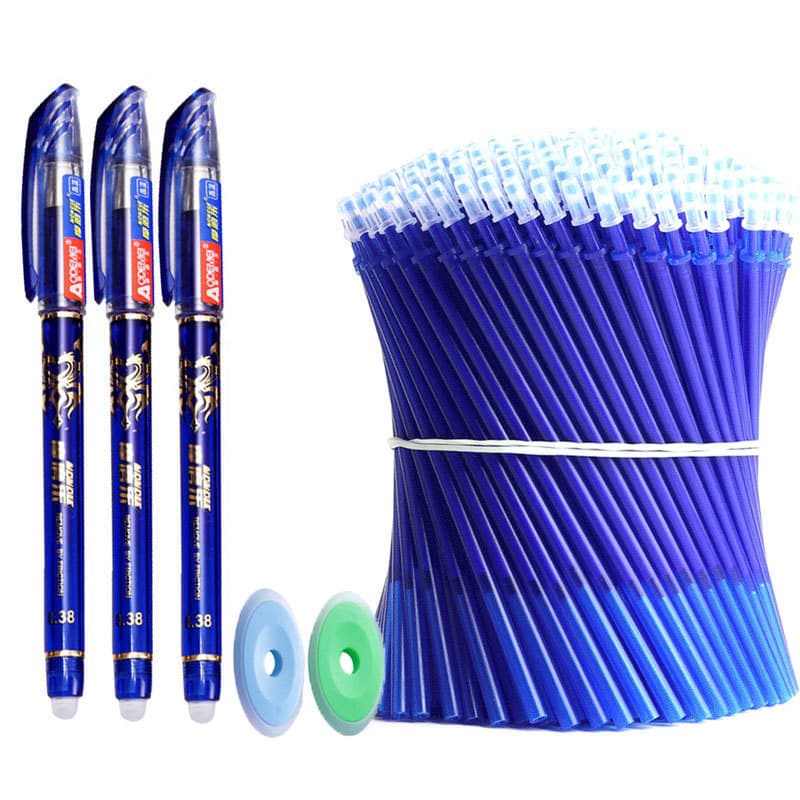 Caneta gel apagável, caneta apagável, recargas de tinta azul e preta, fácil de apagar, material de escrita escolar, cane