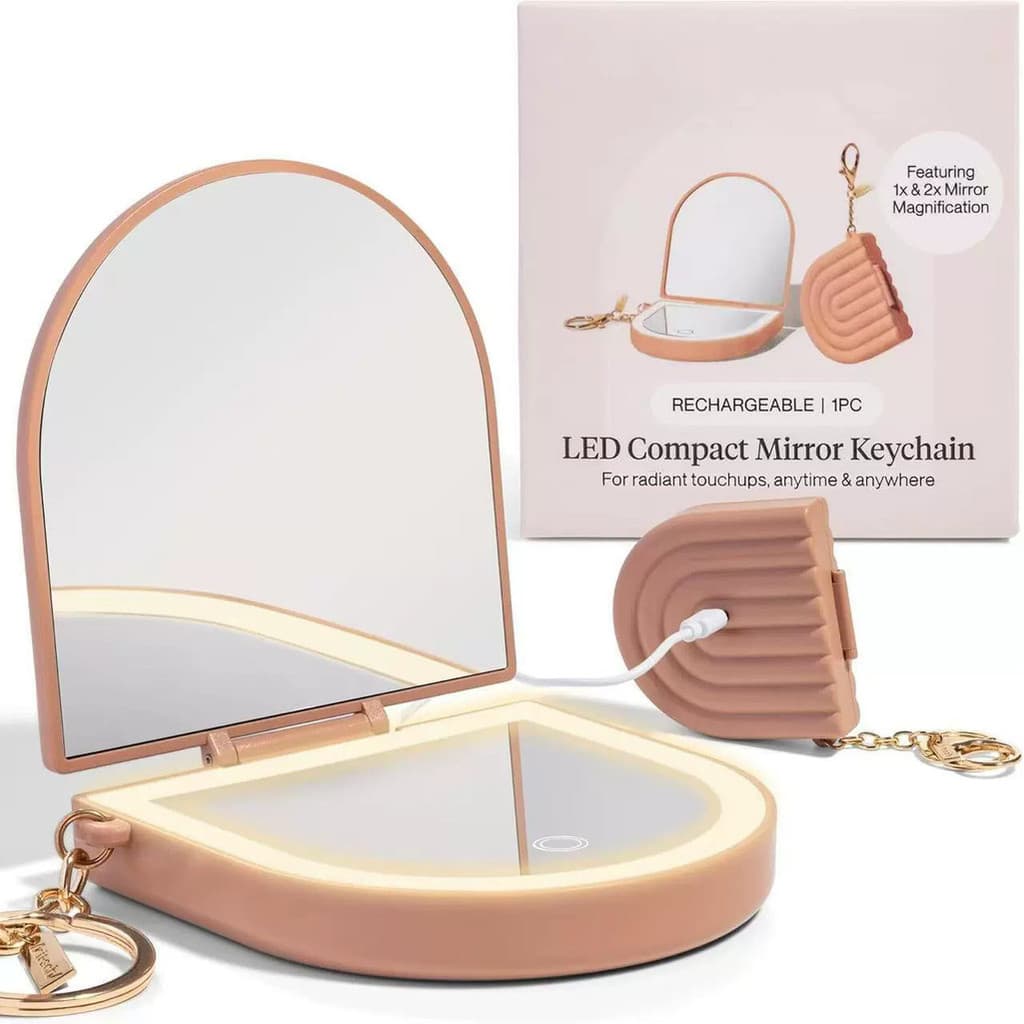 Novo espelho de bolso simples led espelho de maquiagem de viagem com luz pequena ampliação dupla espelho portátil com lu