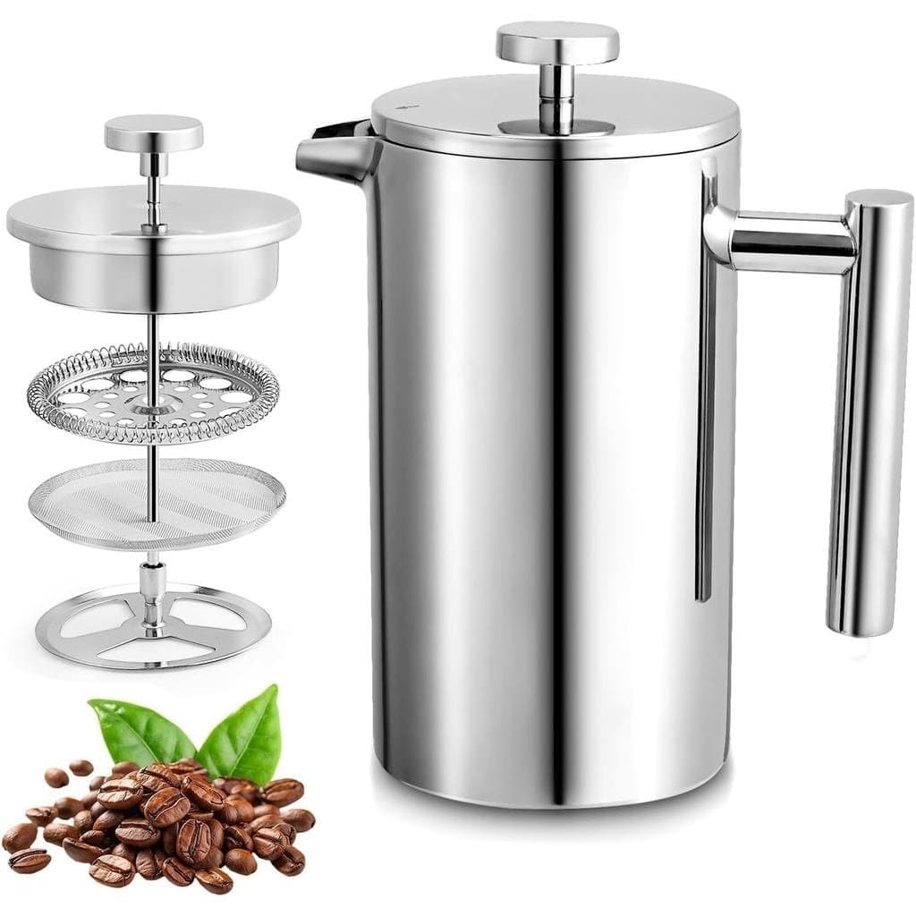 MiulySmallFrenchPressCoffeeMaker, Cafeteira Francesa de Aço Inoxidável Isolada de 12OZ/350ML, Cafeteira Francesa de Aço