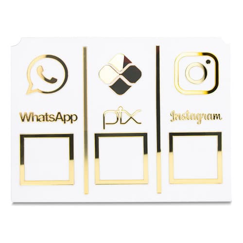 Display QR Code 3 em 1 Pix WhatsApp Instagram Suporte de Mesa Acrílico para Loja