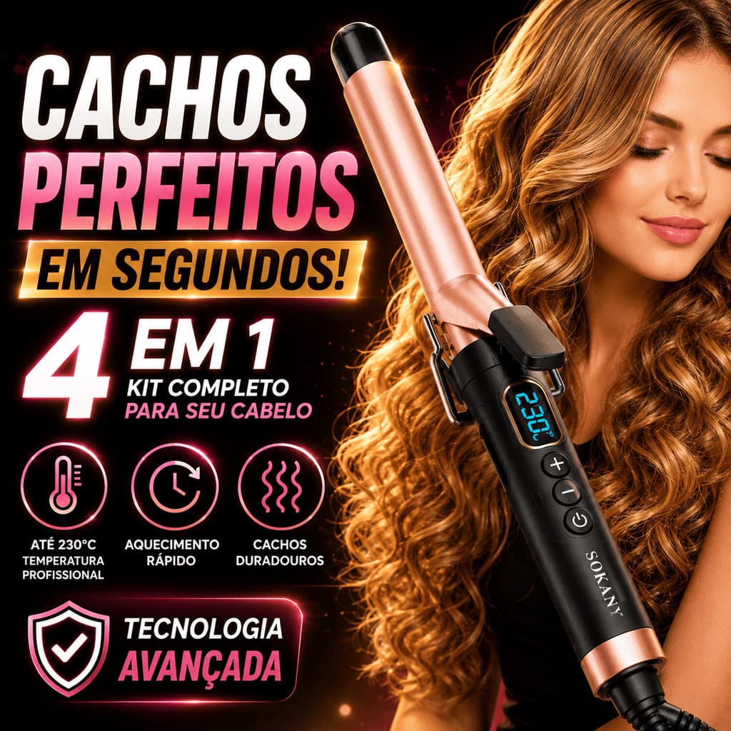 Modelador De Cachos Sokany Profissional Ondulador De Cabelo Cerâmica Bivolt Para Cachos Definidos E Ondas Top
