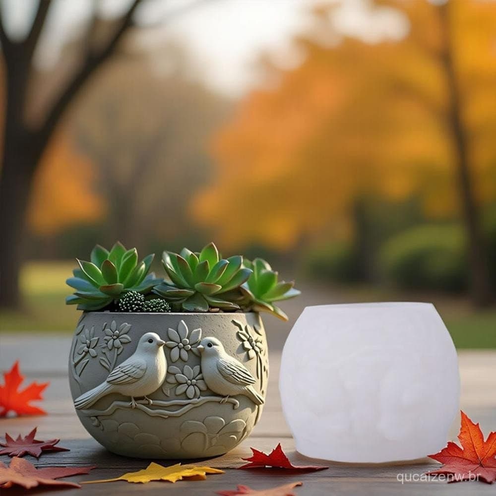 1PC Pardal Alívio Vaso De Flores Molde De Silicone , DIY Plantas Suculentas Concreto Plantador Gesso Cimento Moldes Argi