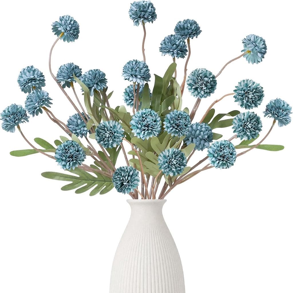 5 peças de flores artificiais para vaso, flores artificiais em grande quantidade com hastes, mini crisântemos de seda fa