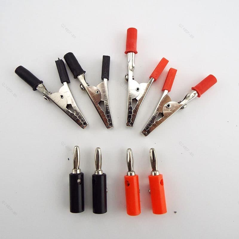 Clipe De Jacaré Chumbo De Teste 4mm Elétrico DIY Banner Plug E Braçadeira De Crocodilo Sonda Soquete Cabo Clipes Isolado