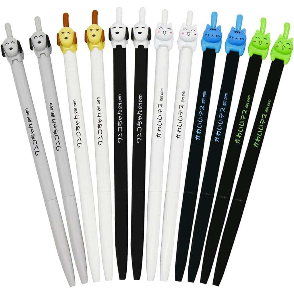 Maydahui 30 Canetas Retráteis Divertidas em Forma de Cauda de Gato e Cachorro, Canetas Rollerball Japonesas com Tema de
