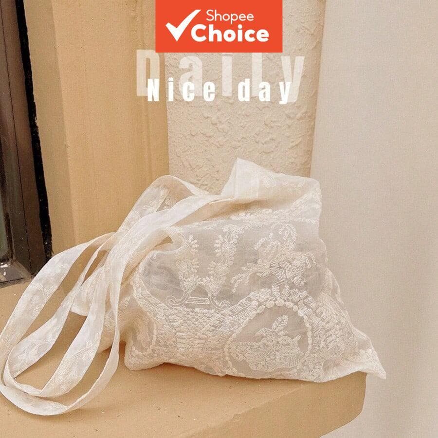 Bolsa de renda bordada chinesa nova estilo Xiaoqing, bolsa de organza, bolsa de compras, tiracolo feminina