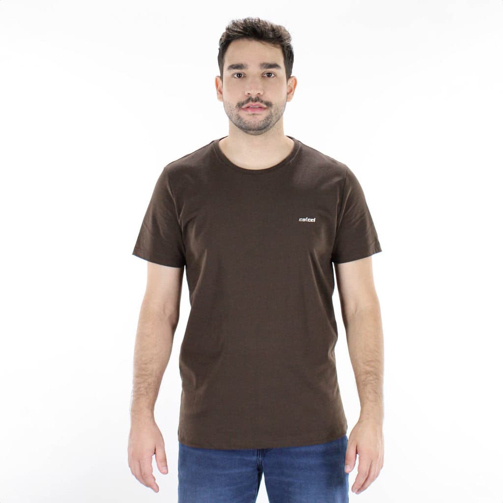 Camiseta Colcci Slim Manga Curta Marrom Coconut - Masculino