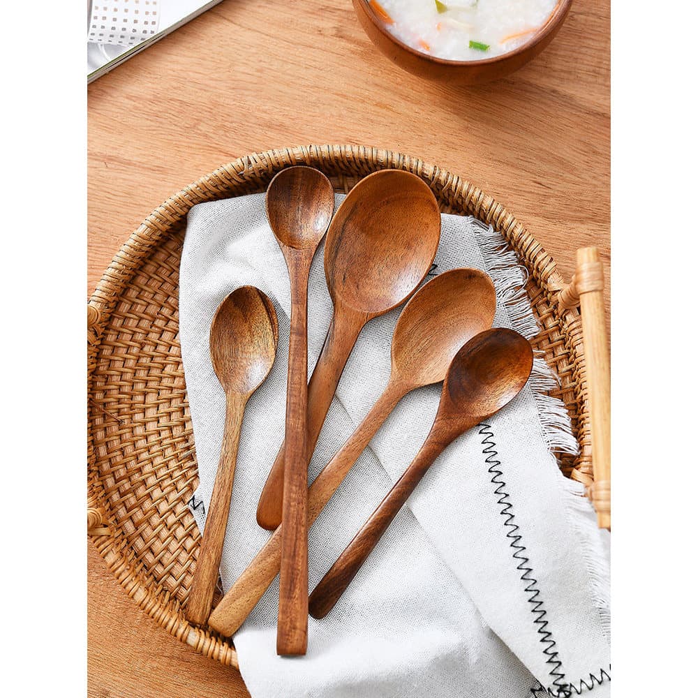 [29 Yuan Opcional 3 Peças] Colher de Sopa Doméstica Colher de Sobremesa de Tamanho Grande Simples Cabo Curto Colher de C