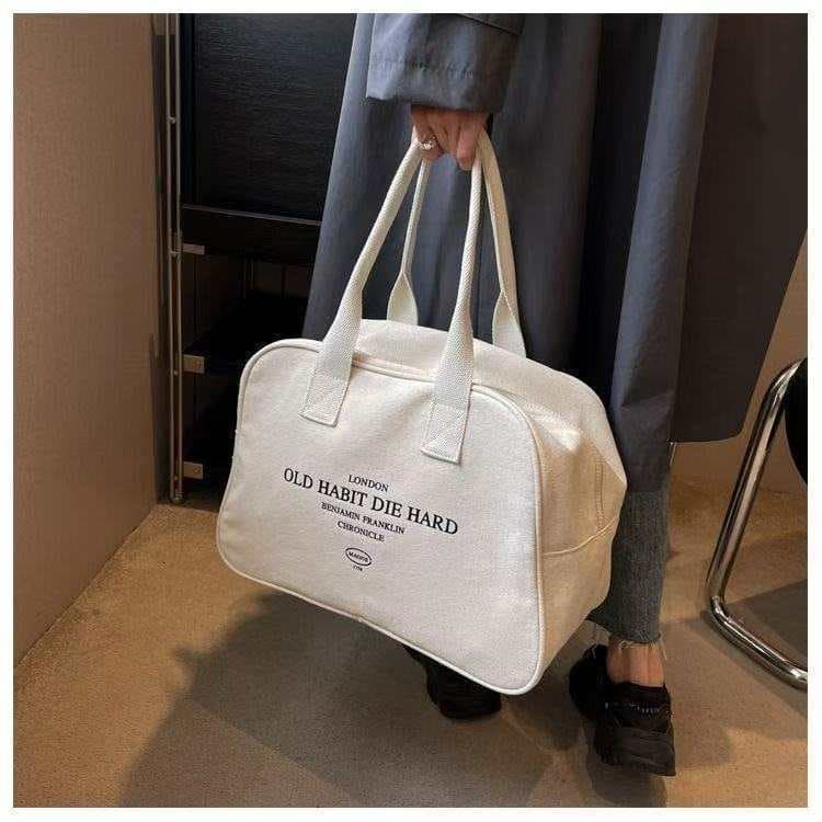 Bolsa de viagem leve de lona de grande capacidade, bolsa de bagagem de viagem de negócios de curta distância, bolsa femi