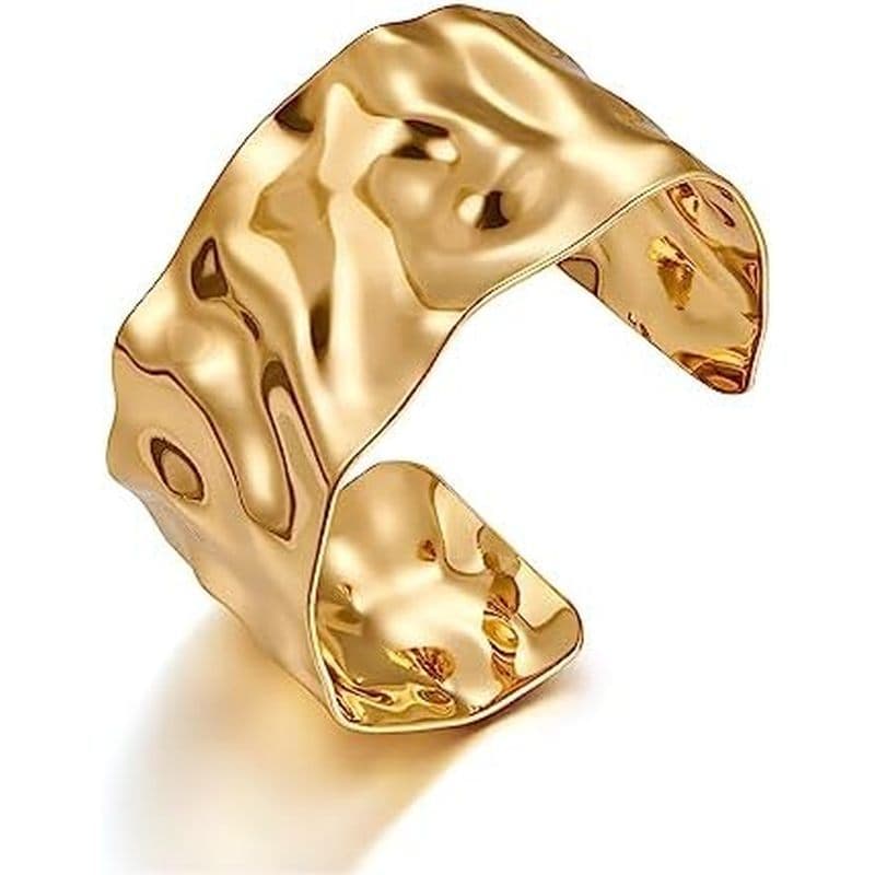 WOWORAMA Pulseiras Largas E Robustas Para Mulheres , Ouro/Prata | Pulseira Martelada Boho Vintage , Grossas , Joias Irre