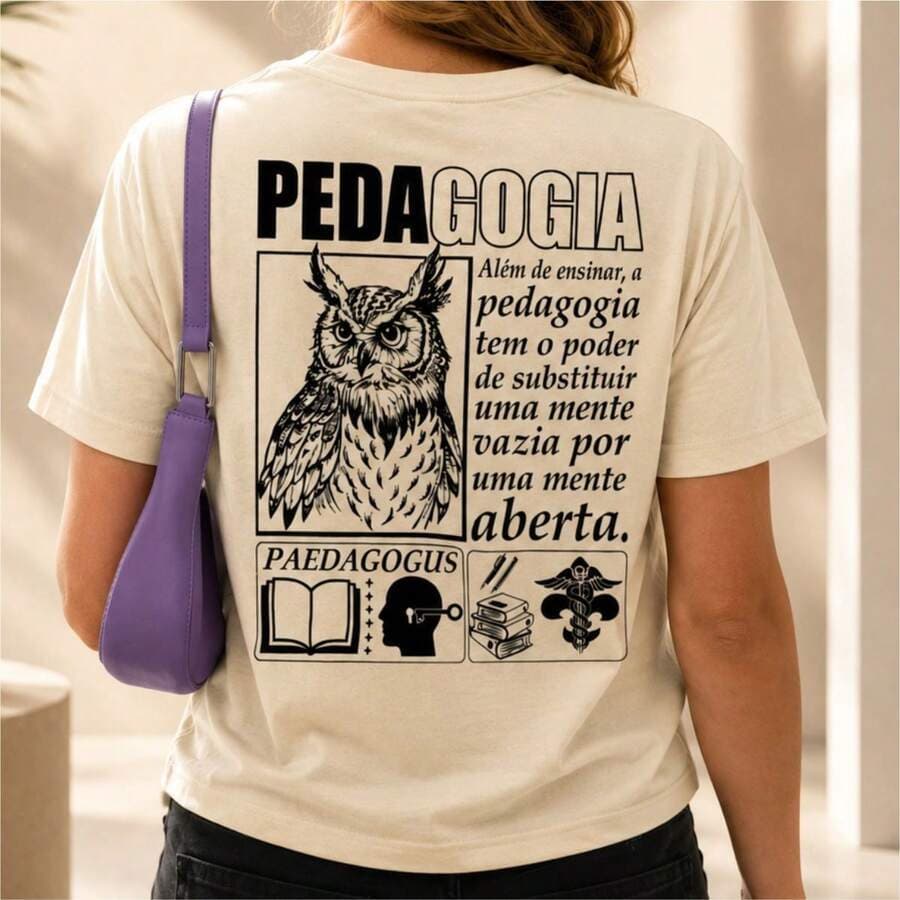 Camiseta Feminina Pedagogia camisa Manga Curta 100% Algodão