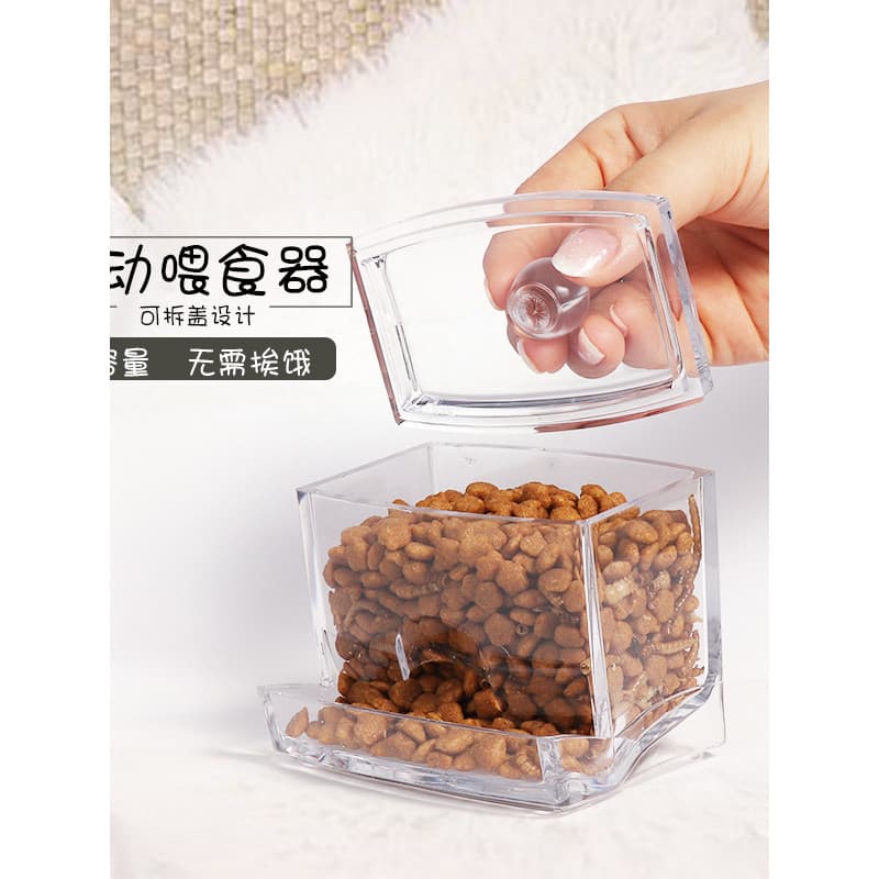 Hamster alimentador automático ouriço flor ramo rato comida tigela Anti-rotatividade grande capacidade pode virar tampa