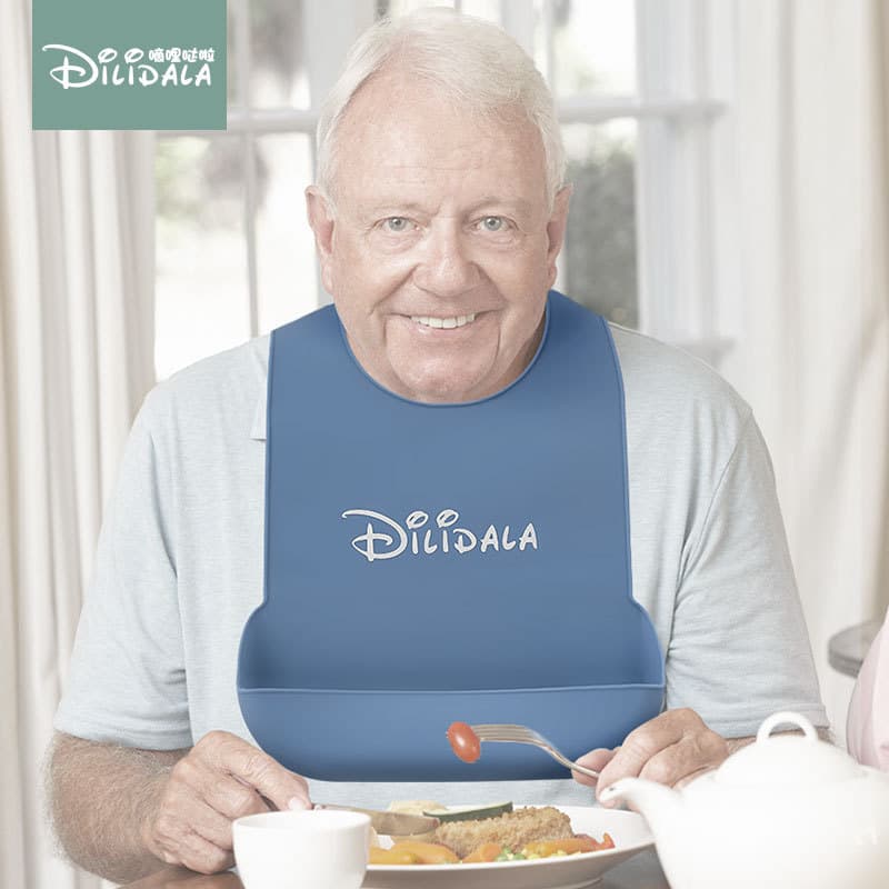 Babador impermeável de Silicone para idosos, babador adulto para comer Saliva, bolso de arroz adulto, bolso de arroz par
