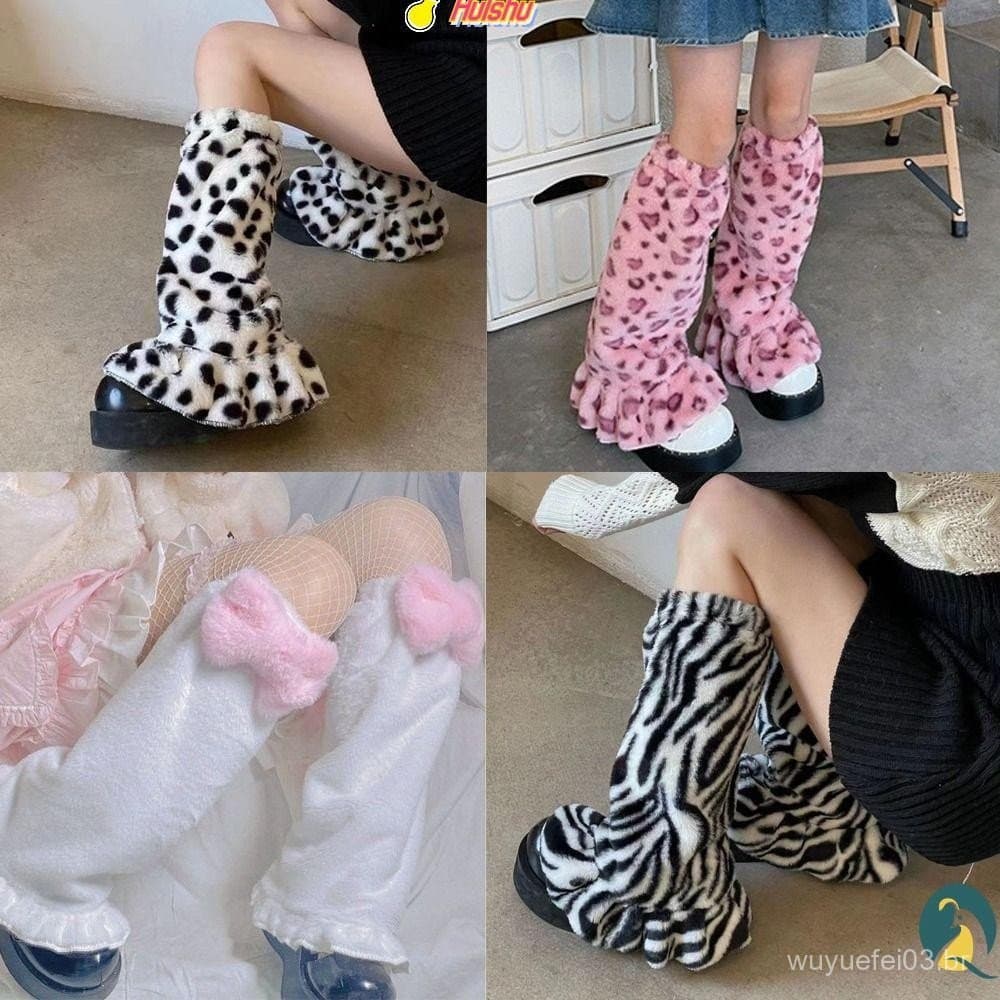 Pode Polainas , Inverno Quente Coxa Meia , Estilo Japonês Pelúcia Goth Y2K Pé Capa Lolita