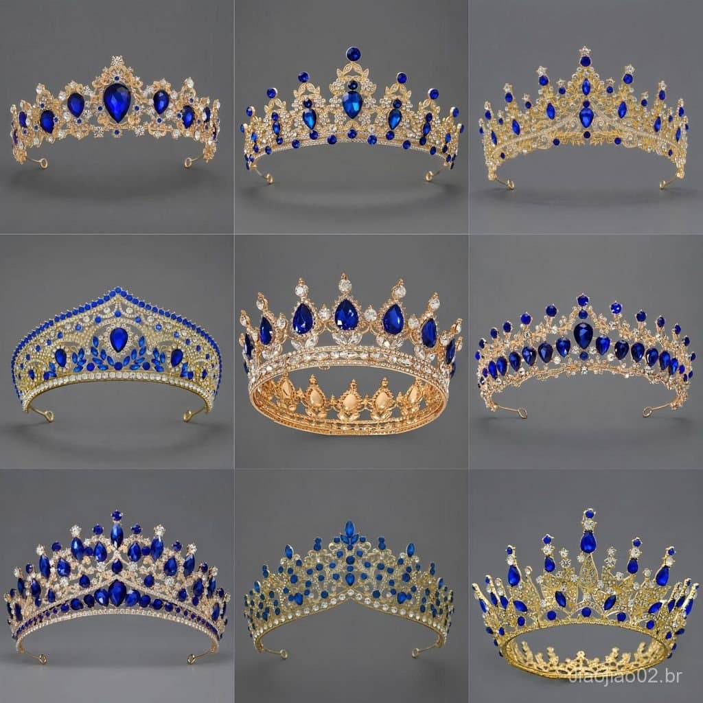 Coroa de Strass Azul para Noivas, Bailes de Formatura, Concursos e Desfiles