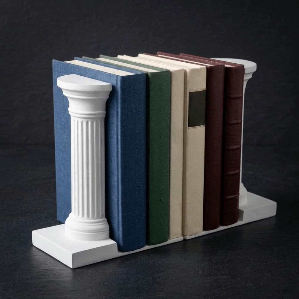 INTREE 1 Par De Extremidade De Livro De Coluna Romana , Suporte De Livros Estilo Arquitetura Branca Em Forma De L , Artí