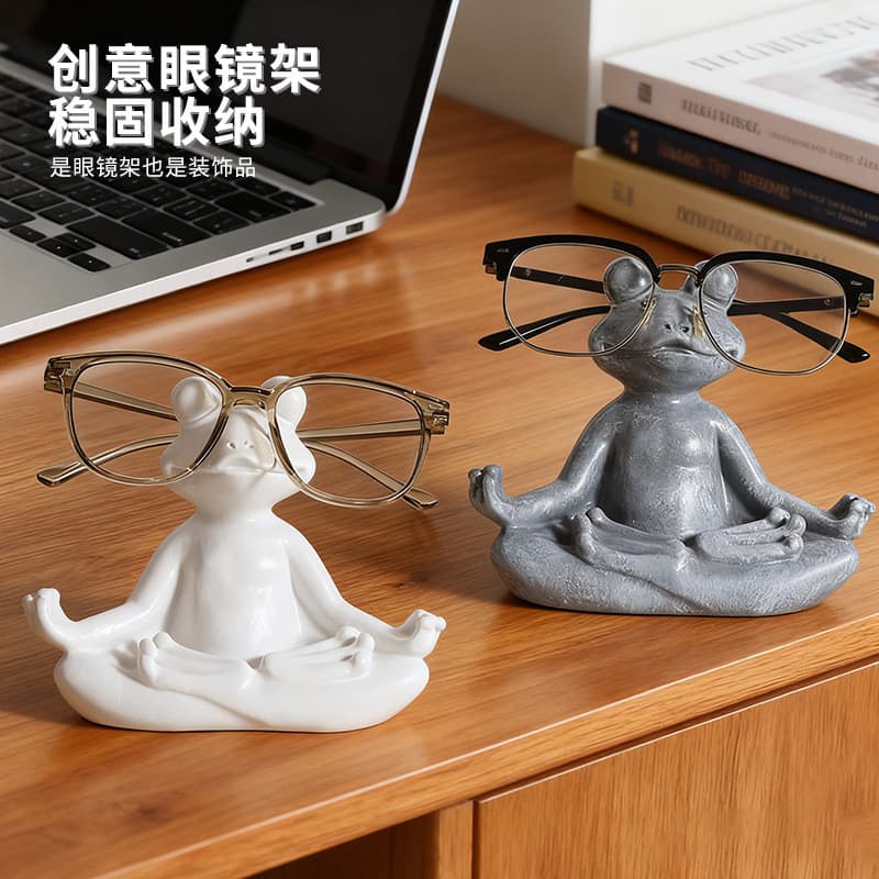 Criativo Yoga meditação sapo óculos quadro resina decoração de mesa ornamentos suporte de armazenamento mobiliário domés