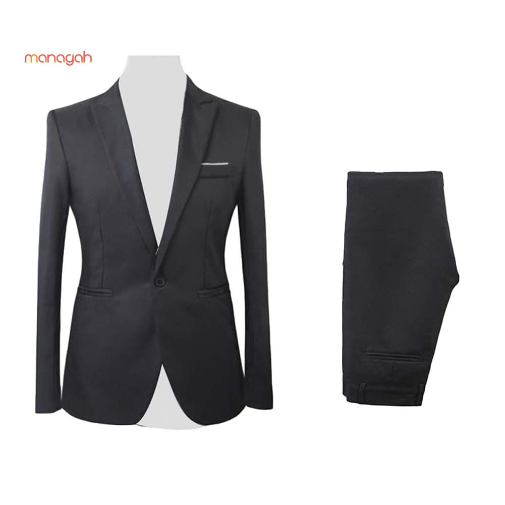 2 Unidades/Conjunto Masculino Formal Festa De Negócios Cor Sólida Manga Comprida Blazer Terno Calças