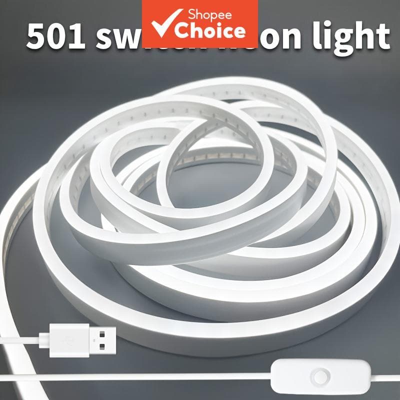 5m Branco Frio 6000K [Fita de LED Neon] Fita de luz neon de LED flexível com interruptor, para iluminação decorativa em