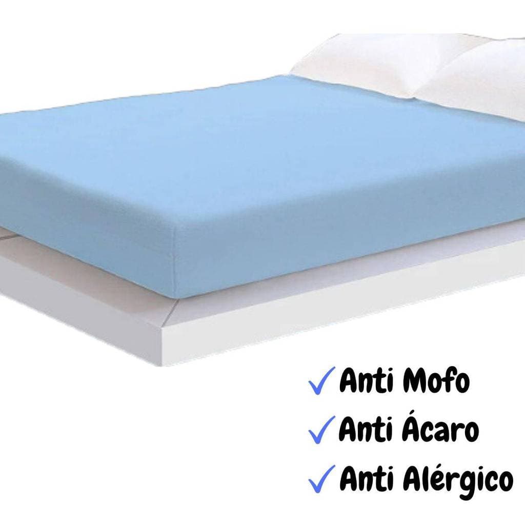 Protetor de Colchão Solteiro Capa Colchão Azul com Elástico