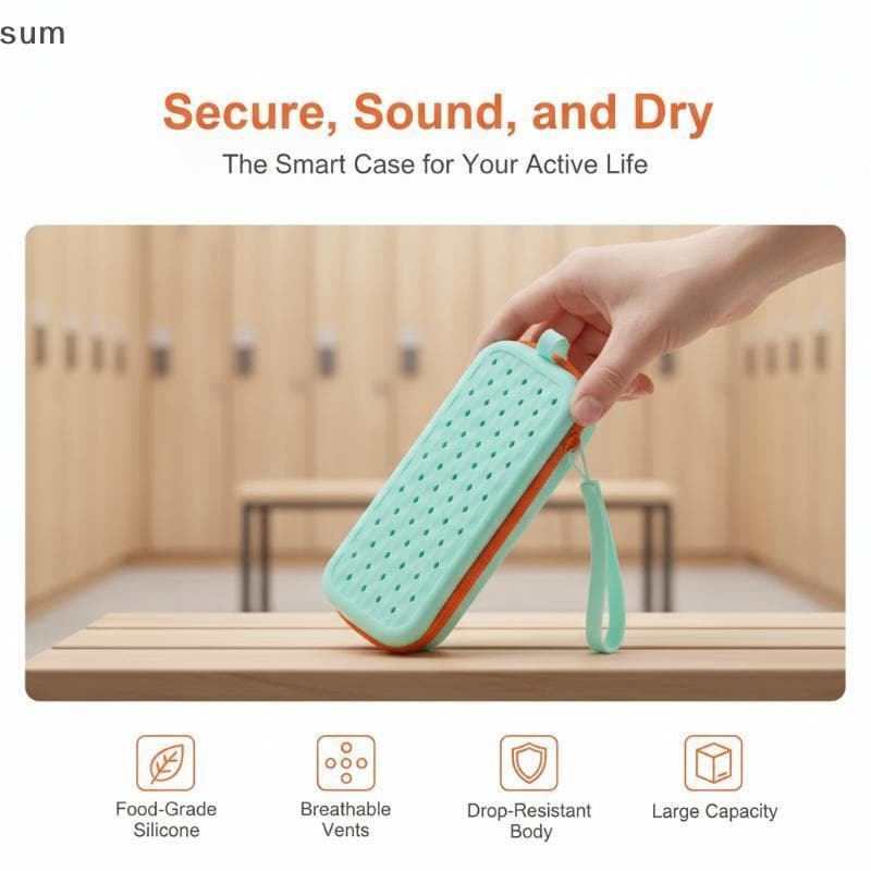 [sum] Óculos De Natação Ecológicos Caso Soft Silicone Armazenamento Protetor Bolsa Com Furo De Drenagem Grande Capacidad