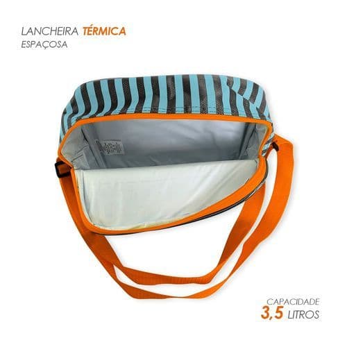 Kit Mochila Escolar Infantil 3 Pecas Tubarao Laranja Resistente Leve Pratica