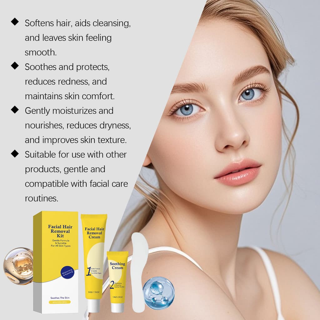 Kit de Remoção de Pelos Faciais: Suave e delicado, remove os pelos do lábio, fácil de usar, adequado para cuidados fac