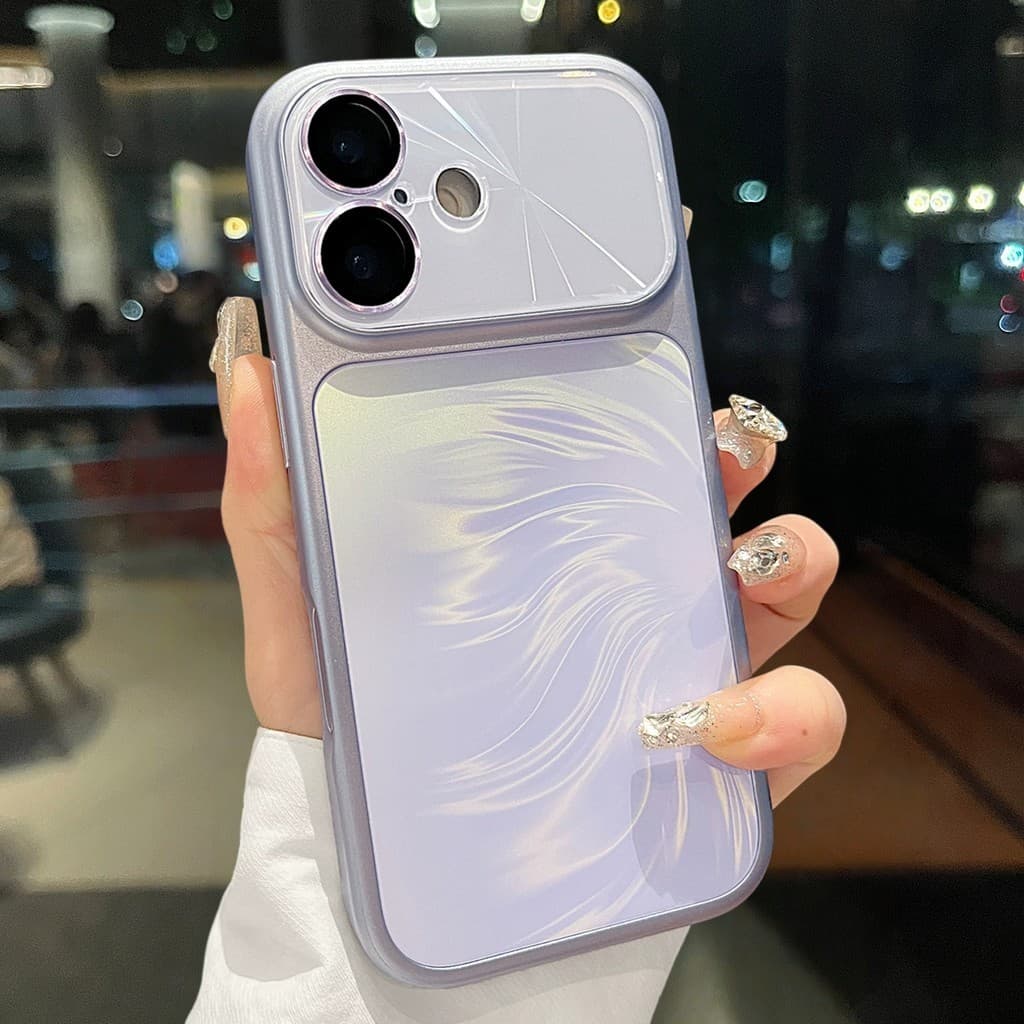 Novo Estilo De Pena Laser Grande Janela Textura Acrílico Caso Telefone Para iPhone 13 14 15 16 17 Pro Max Completo À Pro