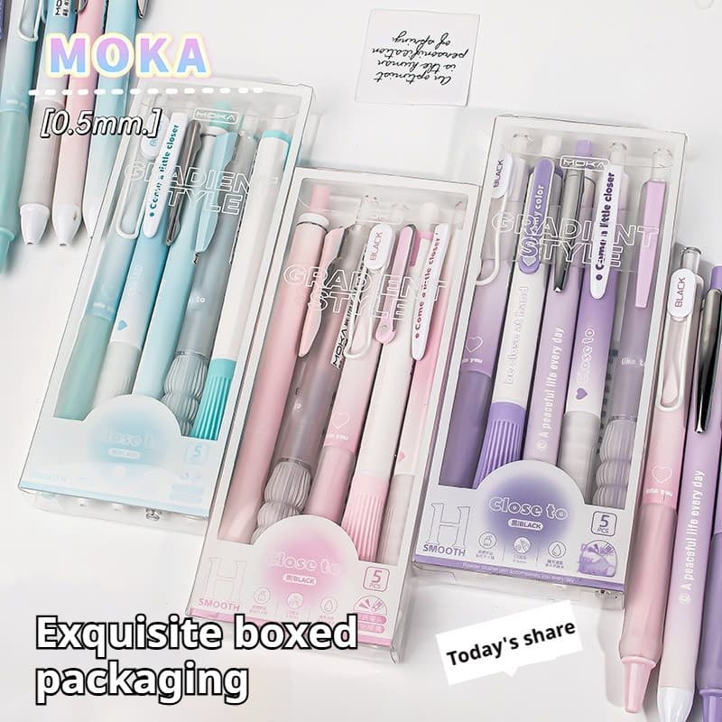 KYTQ Conjunto de 5 Canetas Gel Fofas para Escrita Escolar, Material de Escritório Kawaii, Presente de Papelaria