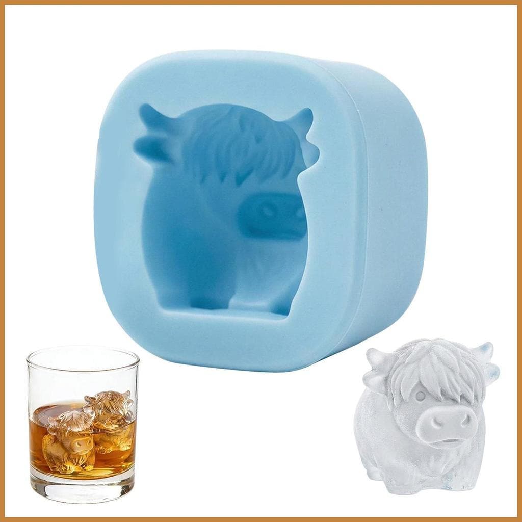 Forma de gelo em formato de vaca com 6 cavidades, bandeja de silicone flexível, adequada para churrascos e piqueniques d