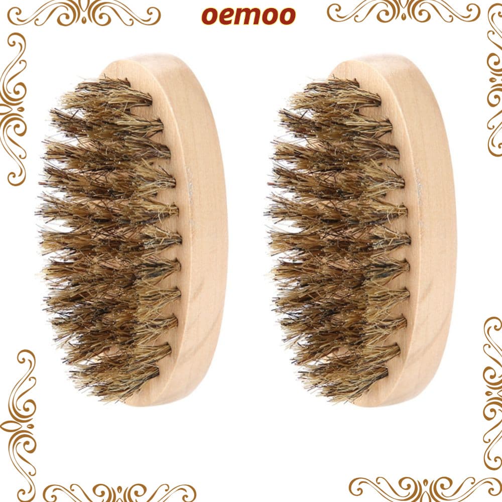 Escova Ondulada OEMOOEN 2PCS , Escovas De Barba Com Design Curvo De Formato Oval , Estilo Pente Médio E Duro