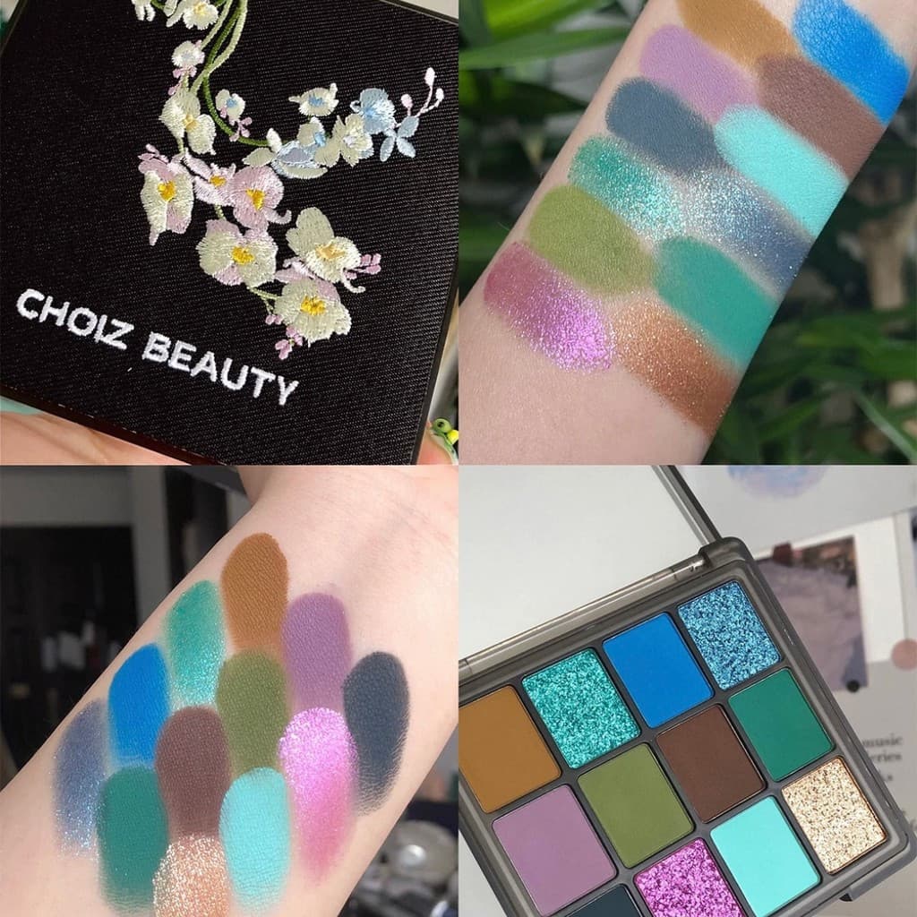 CHOIZ BEAUTY Sombra em pó líquido Efeito completo Glitter Perolado Cetim Lantejoulas Cor suave Apresentação Paleta de so