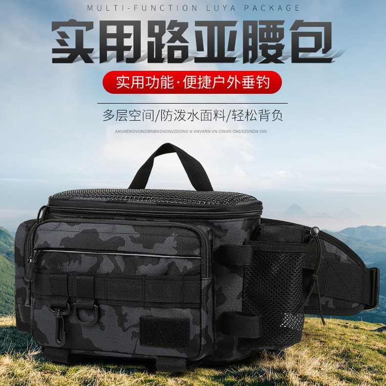 Bolsa de cintura multifuncional bolsa de ombro bolsa mensageiro de pesca vara de equipamento de pesca bolsa de armazenam