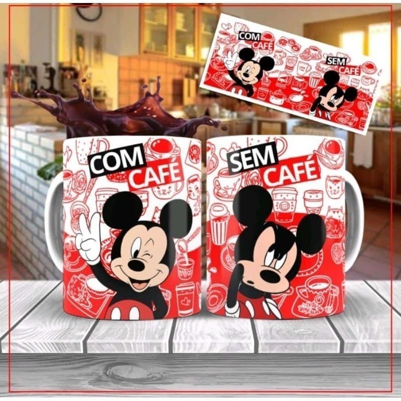 MICKEY COM CAFÉ SEM CAFÉ 325ML CANECA DE PORCELANA
