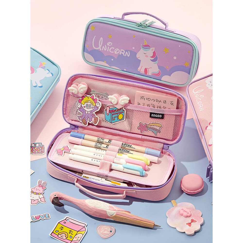 Ancome Estojo de lápis fofo Estojo de papelaria para meninas do ensino fundamental Estojo de lápis para meninos Bolsa de